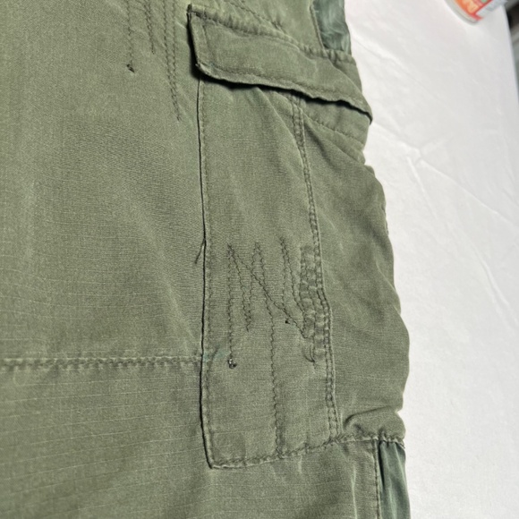 VINTAGE Da-Nang Lowrise Green Embroidered Cargo Straight leg Silk Blend Pants SM - Picture 4 of 16